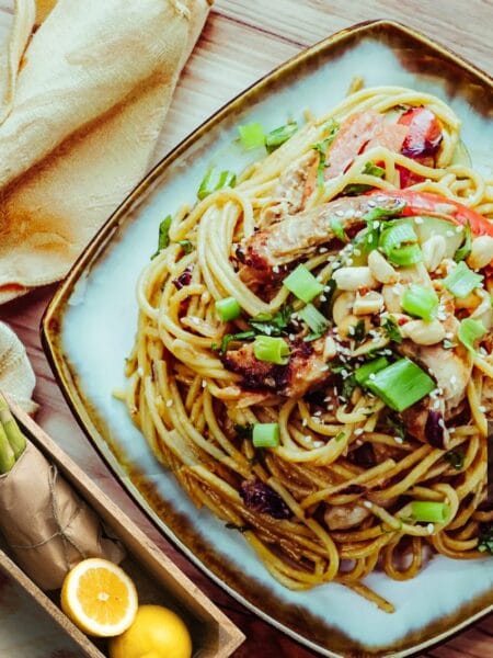 Spicy Thai Peanut Chicken Noodles